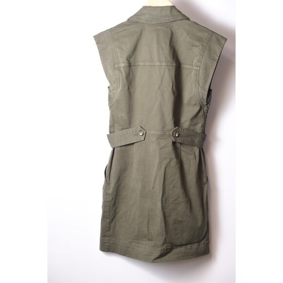 Veronica Beard Twill Army Green Mini Shirt Dress Size 0 Pockets - Picture 9 of 14